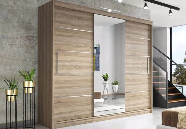 Lyon Modern Mirrored Sliding Door Wardrobe