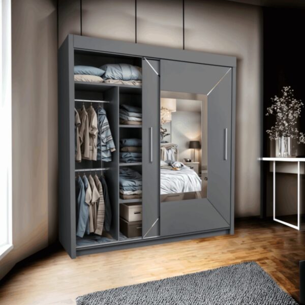Modern Venice 2-Door Sliding Mirror Wardrobe