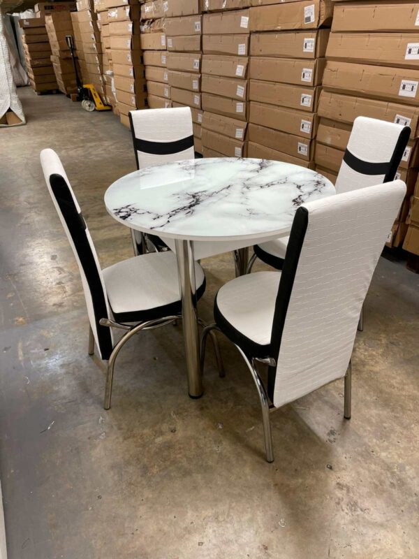 Turkish Round Dining Set | 4 Chairs | Multiple Colors