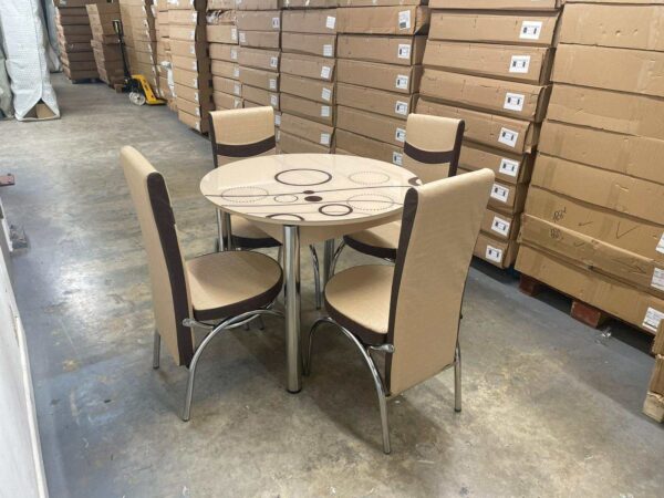 Turkish Round Dining Set | 4 Chairs | Multiple Colors