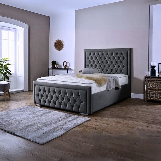 Hilton Upholstered Ottoman Storage Bed – Luxury Fabric Bed Frame in UK